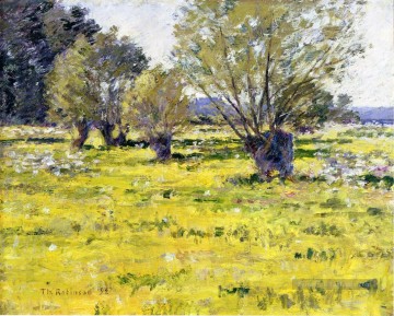 Paysage des plaines œuvres - Saules et fleurs sauvages impressionnisme paysage Théodore Robinson